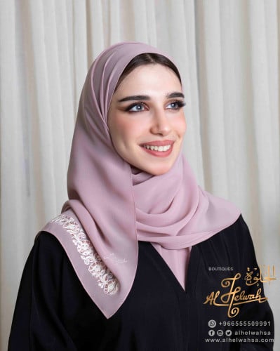 طرحة قماش ملكة ليزر مطرزة جنب 2م55xسم
