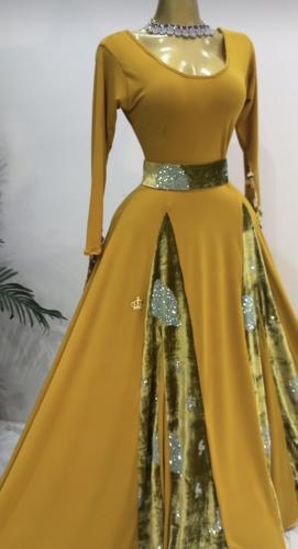 فستان سترتش قصة مخمل دبل كلوش