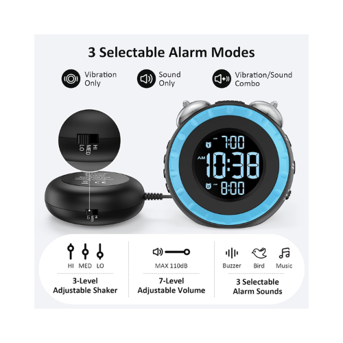 ساعة منبه مع اضاءة و اهتزاز