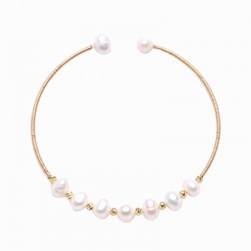 اسوارة مطلية بالروديوم مع قطع اللولو