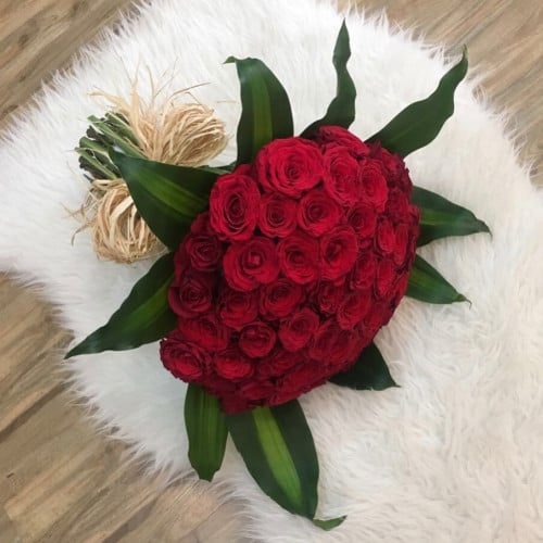 بوكيه كبير روز طبيعي احمر