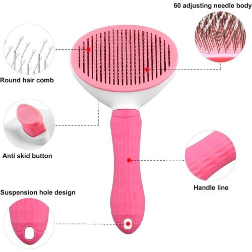 مشط للقطط مع زر تحرير الشعر الخشن