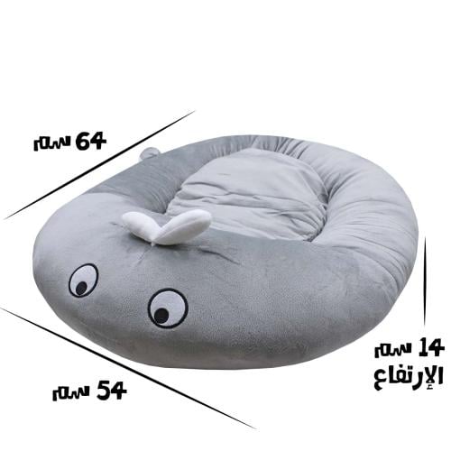 فرشة نوم للقطط على شكل حوت رمادي