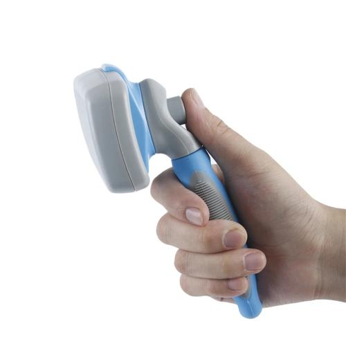 مشط للقطط مع زر تحرير الشعر الخشن رمادي ملون