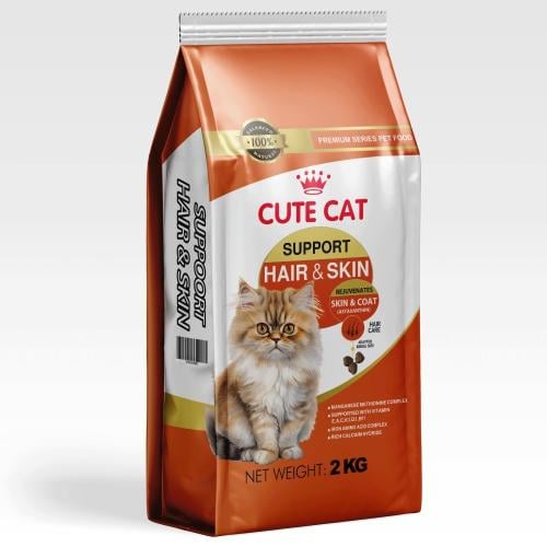 كيوت كات طعام جاف للقطط للعناية بالشعر والجلد