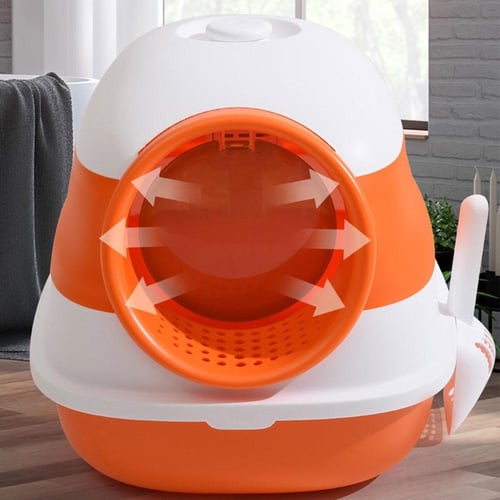 صحن رمل قطط مغلق بتصميم سفينة الفضاء