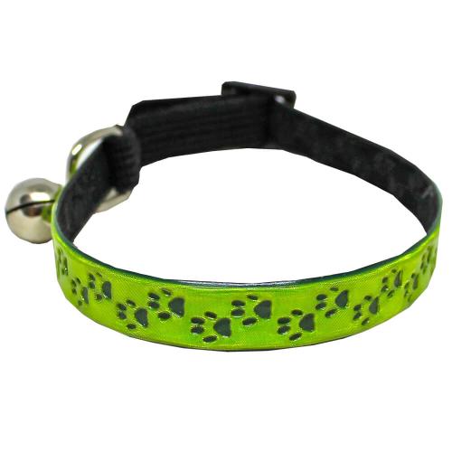 طوق قطط بنمط كف القط يلمع في الظلام أخضر