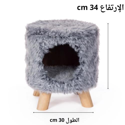 بريفيو بيت كوخ دائري رمادي مريح للقطط والكلاب الصغ...