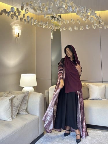 ‏‎عباية كريب مشجر عودي القصة كلوش ‏‎‏‎‏‎‏‎‏‎