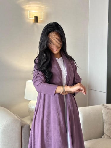 عباية لنن لون بنفسجي كلوش ‏‎‏‎‏‎‏‎‏‎‏‎