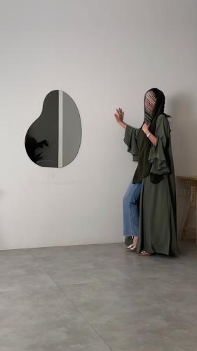 عباية كريب مكسر كلوش زيتي