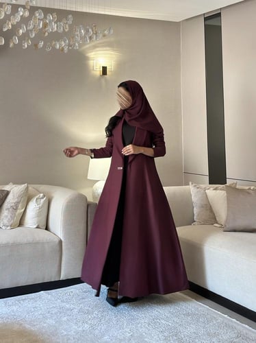 بليزر كريب لون عنابي نص كلوش