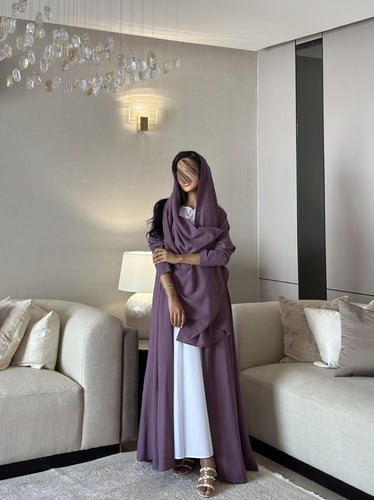 عباية لنن لون بنفسجي كلوش ‏‎‏‎‏‎‏‎‏‎‏‎