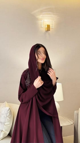 عباية بلاك بيري لون عنابي قصة دبل كلوش