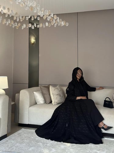 عباية كتان مطبوع القصة دبل كلوش