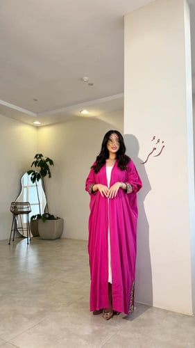 عباية قطن بيكيه نص بشت فوشي مع كلفة تطريز