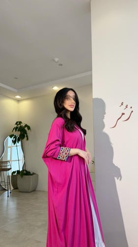 عباية قطن بيكيه نص بشت فوشي مع كلفة تطريز