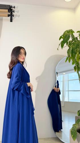 عباية كريب مكسر نيلي( مع امكانية اختيار لون مختلف)