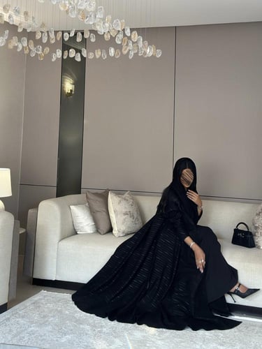 عباية كتان مطبوع القصة دبل كلوش