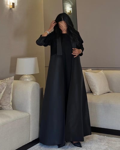 بليزر كتان اسود مع تفتة اسود ‏‎