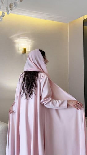 عباية بلاك بيري لون وردي قصة دبل كلوش