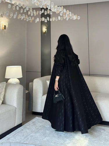 عباية كتان مطبوع القصة دبل كلوش