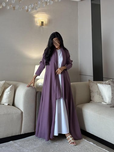 عباية لنن لون بنفسجي كلوش ‏‎‏‎‏‎‏‎‏‎‏‎