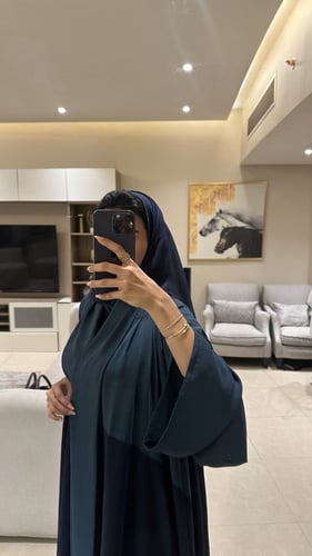عباية كريب سي واي دبل كلوش تركواز وكحلي