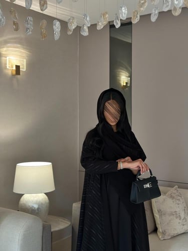 عباية كتان مطبوع القصة دبل كلوش