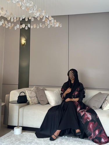 عباية تفتة تايواني مع اورجانزا مشجر احمر