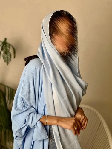 عباية كريب مكسر نص بشت سماوي