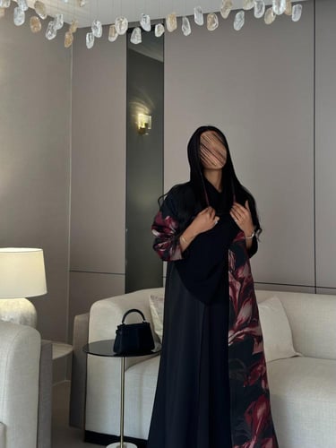 عباية تفتة تايواني مع اورجانزا مشجر احمر
