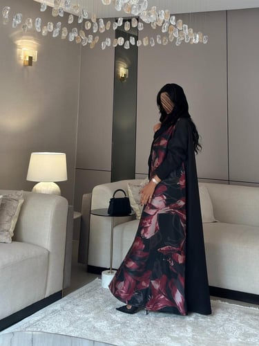 عباية تفتة تايواني مع اورجانزا مشجر احمر