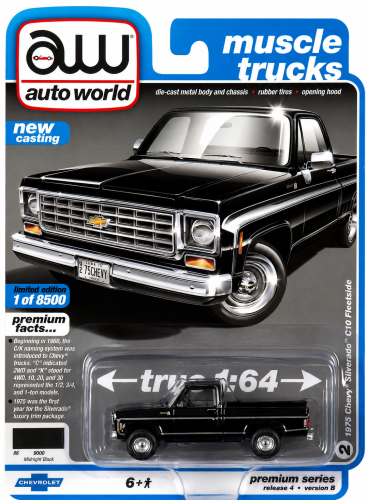 1:64 1975 Chevy Silverado C10 Fleetside Midnight B...