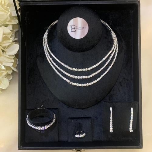Luxury 3-tier zircon tennis set