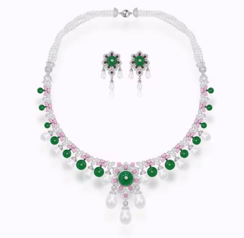 Vintage pearl and zircon set