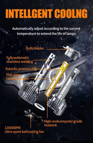 ليد LED سياره 240 واط حقيقي H7 K12