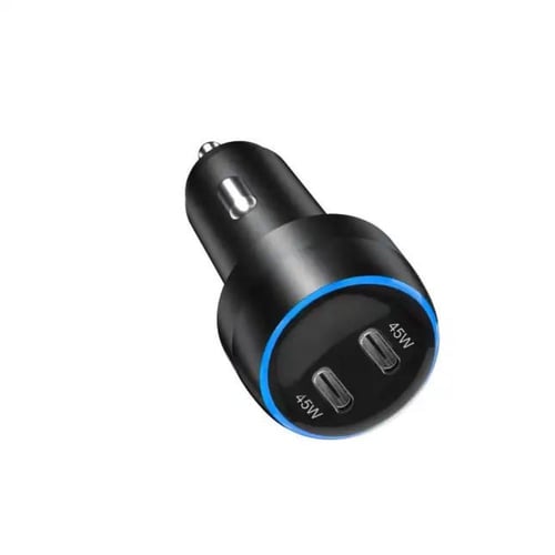 مدخل شاحن سياره 90W مدخلين تايب سي بقدر 45 واط لكل...