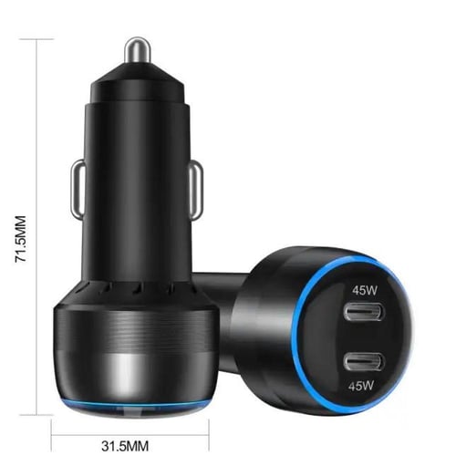 مدخل شاحن سياره 90W مدخلين تايب سي بقدر 45 واط لكل...