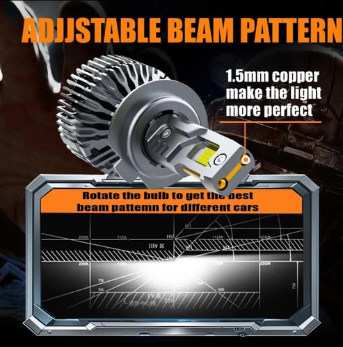 ليد LED سياره 240 واط حقيقي H7 K12