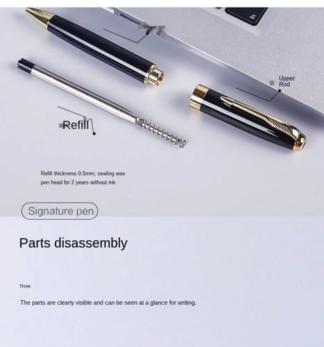 قلم فاخر فضي وذهبي مع علبه أنيقة