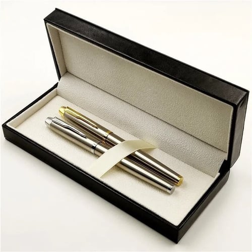 قلم فاخر فضي وذهبي , مع علبه أنيقة