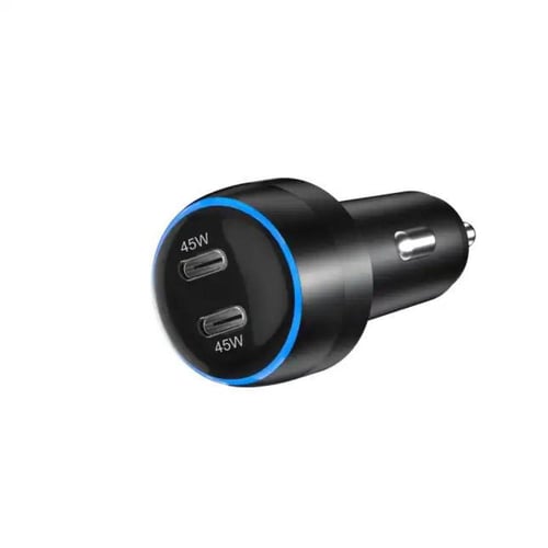 مدخل شاحن سياره 90W مدخلين تايب سي بقدر 45 واط لكل...