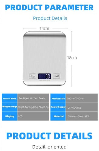 ميزان رقمي للغذاء ستانلس استيل يصل الى 10 كيلو كحد...