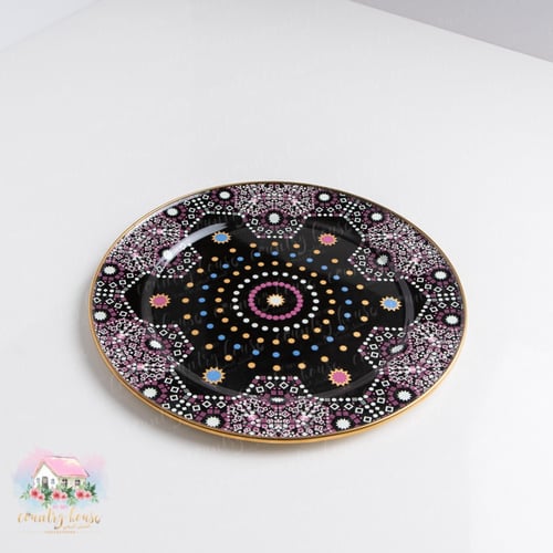 0317 صحن معدني أسود مزخرف