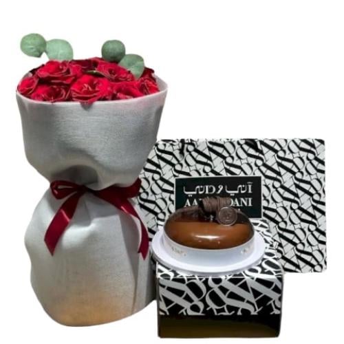 باقة ورد انيقه مع كيك اني وداني جلاكسي