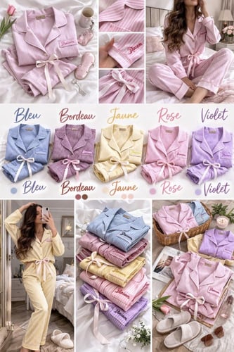 بيجامة سليب اوفر مقلمة بربطة ناعمة