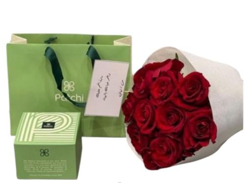 باقة ورد حمراء مع شوكلاته باتشي