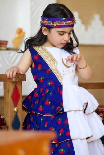 فستان بناتي نص كم شالكي