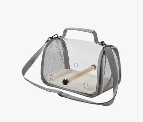 حقيبة حاملة للببغاء قفص شفاف قابل للتهوية / كاكي